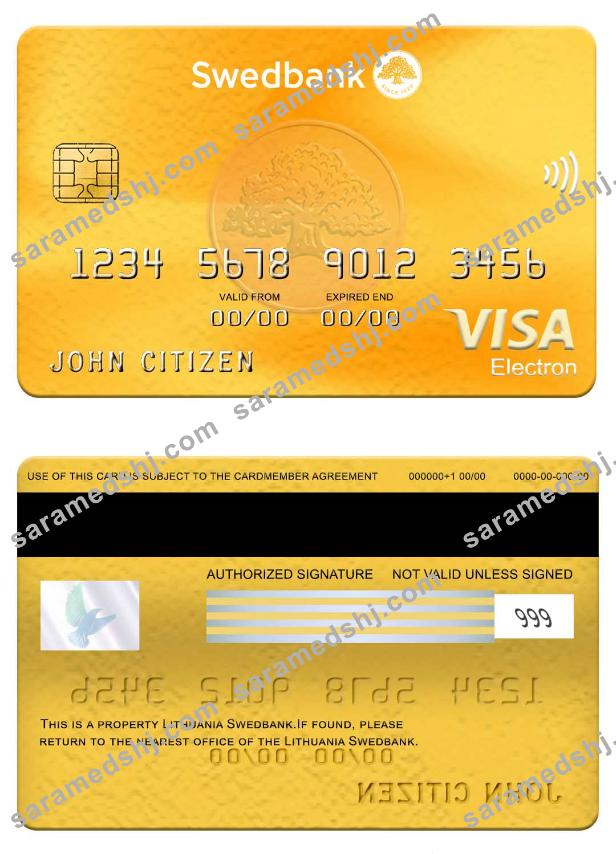 Lithuania Swedbank visa electron card
